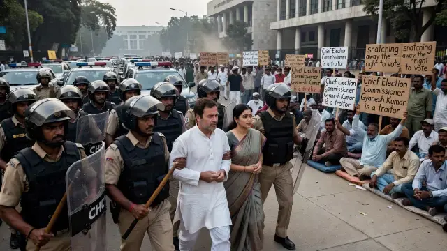 Police Clash With Congress Protesters Over Voter List Dispute